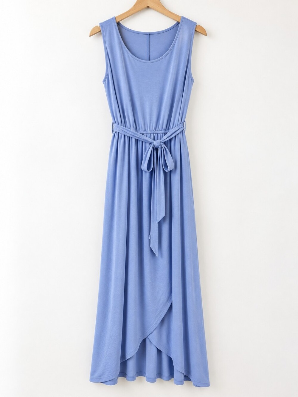 Zenana 3X Cornflower Blue Faux Wrap Tulip Hem Maxi Dress Plus Size NWOT
